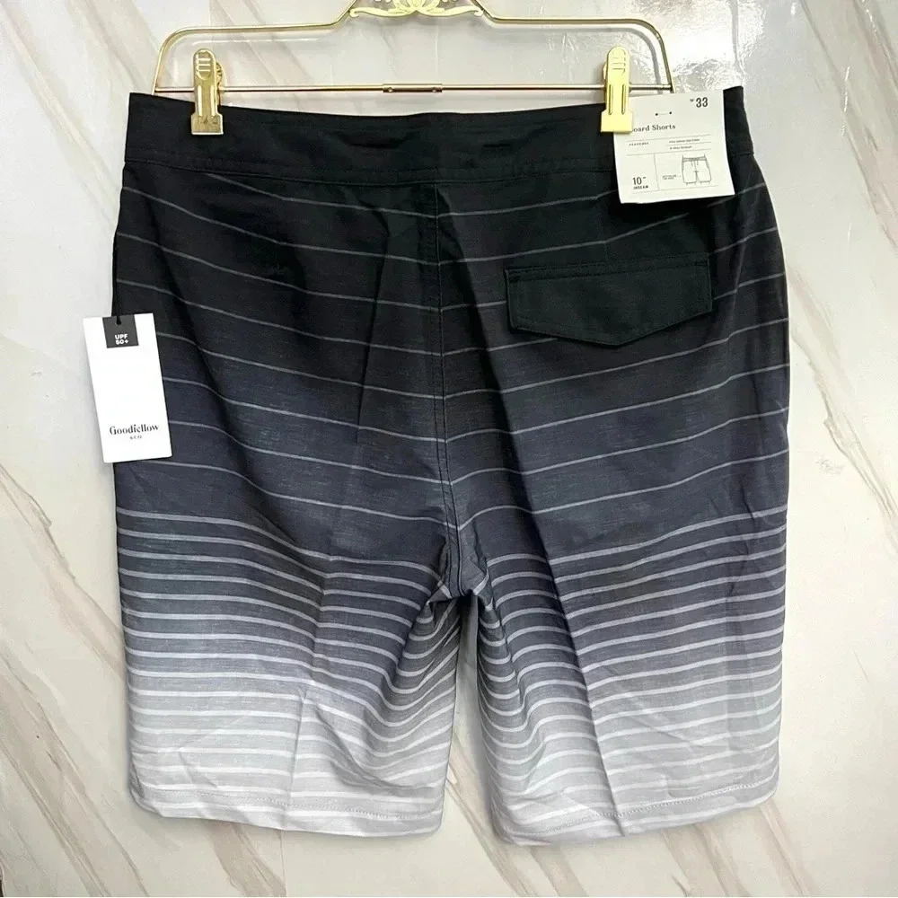 Board Shorts Striped Charcoal Size W 33 Goodfellow & Co 10